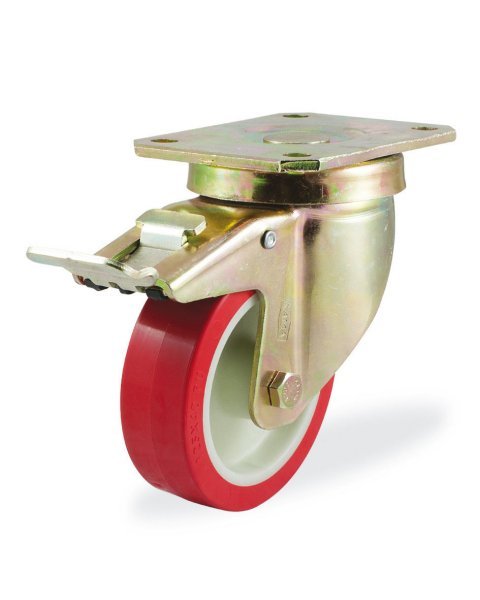 Колёсная опора KAMA 4102-PUR-125-F18 с тормозом
