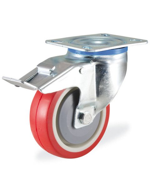 Колёсная опора KAMA 3302-PUR-100-F18 с тормозом